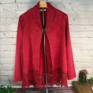 TESTIMONY Los Angeles French Terry Reba Victorian Lace Trim Jacket S